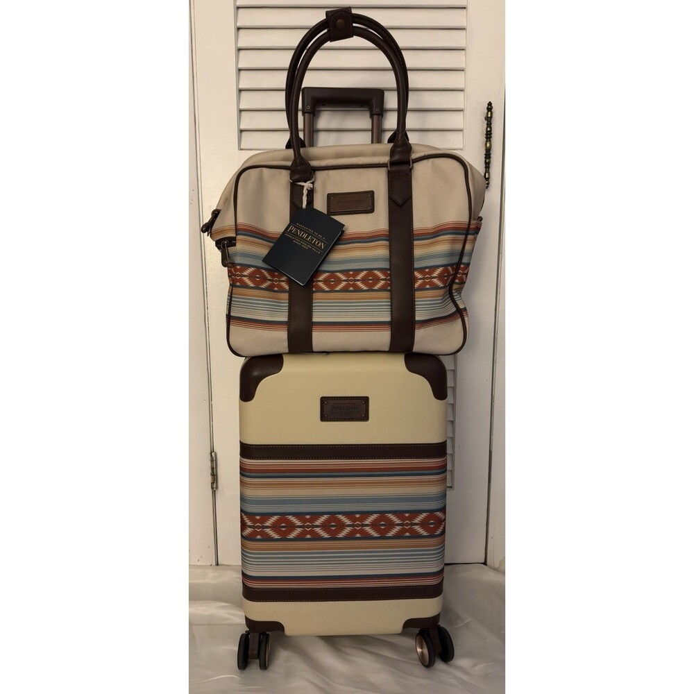 NWT Pendleton Multi Color Mojave Luggage Set Carry On Spinner & Weekend Satchel